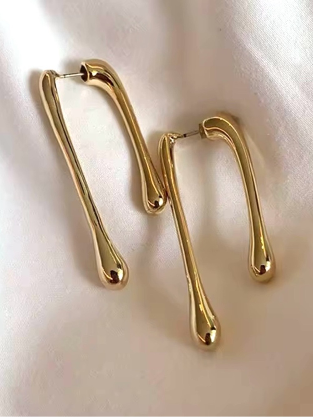 UNIQUE Front Back Earrings Water Drip Drippy Drop Gold AU14